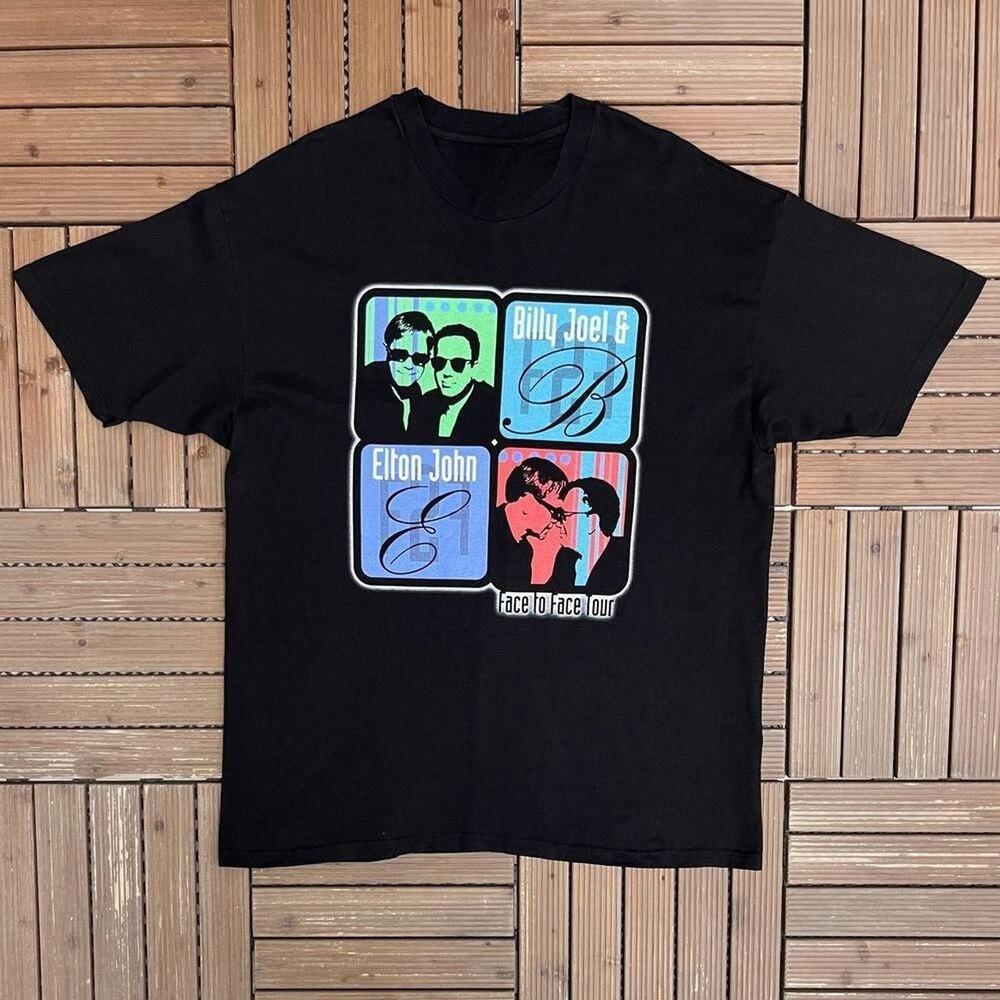 Billy Joel Elton John Face To Face Tour Black Cotton Tee Tourtee Size L